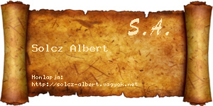 Solcz Albert névjegykártya